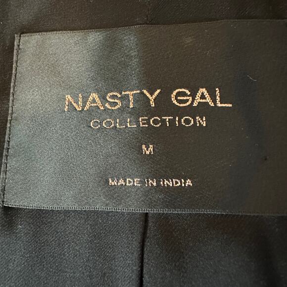 Nasty Gal Collection Black Rhinestone Satin Blazer MEDIUM Studded Cocktail RARE - Picture 8 of 9